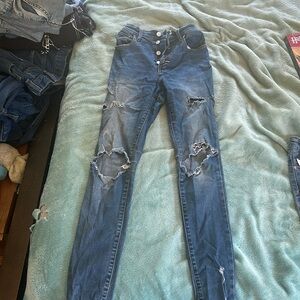 Old navy jeans, holes in knee, great waist elastic